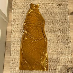 Free People Gold Velvet Halter Dress